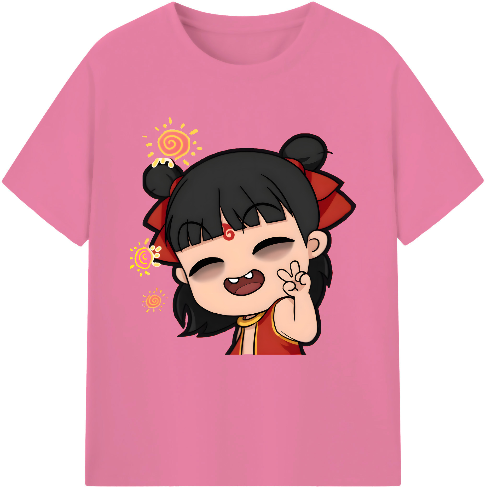 （画像用） Ne Zha 2 ナタ 魔童の大暴れ 綿100％半袖Tシャツ（フロントプリント）
